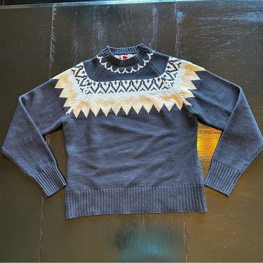 Vintage Bianca Size 38 Small European Wool Sweater Dark Blue Christmas Crewneck